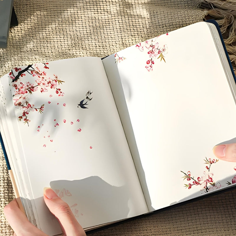 Beau Carnet De Note pages illustrées ouvertes - Vert - Bleu - Noir - Gris