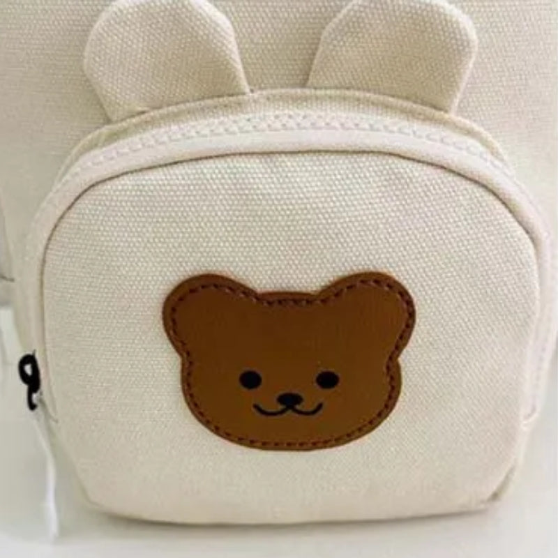 Sac a Dos Enfant 3 ans gros plan motif ours - Beige - Rose - Jaune - Blanc Crème