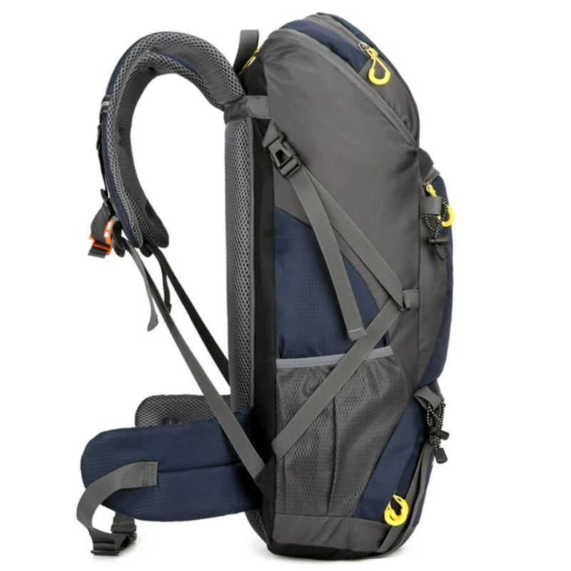 Sac a Dos Randonnée 50 litres profil avec détails - Orange - Noir - Bleu Marine - Rouge - Vert
