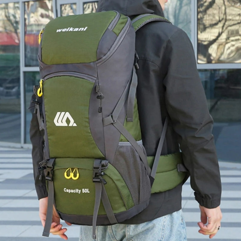 Sac a Dos Randonnée 50 litres portée sur le dos - Orange - Noir - Bleu Marine - Rouge - Vert