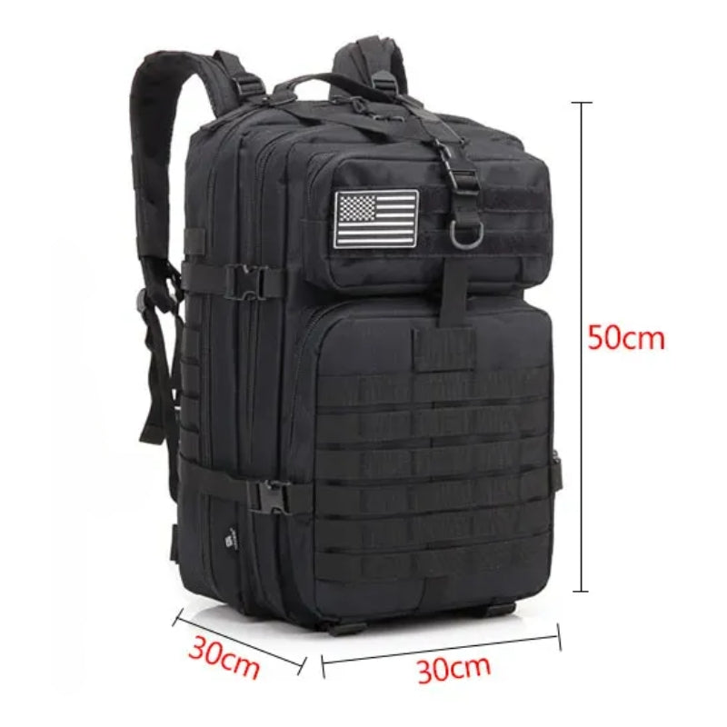 Sac à Dos Randonnée Militaire gros plan sur le sac - Beige - Noir - Vert