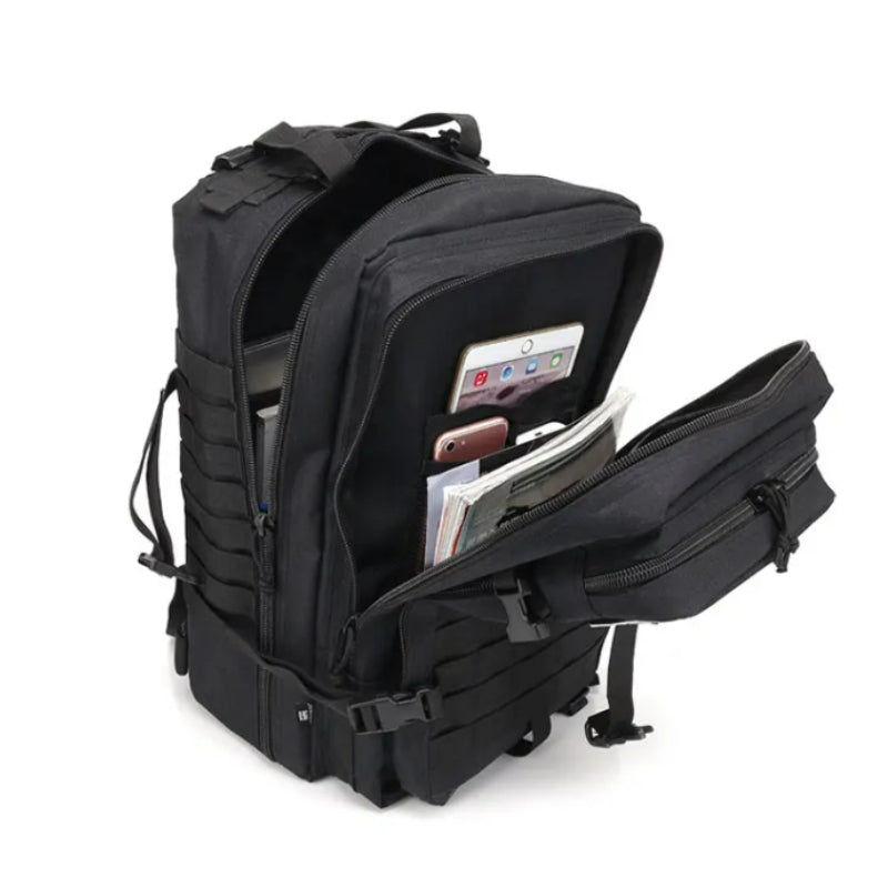Sac à Dos Randonnée Militaire compartiment ouvert - Beige - Noir - Vert