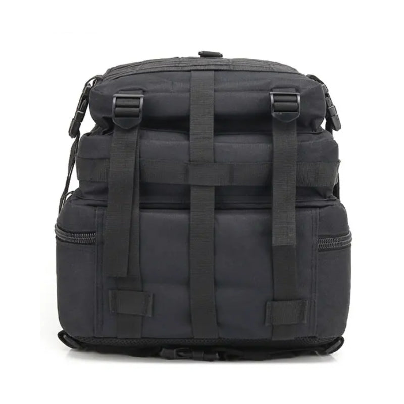 Sac à Dos Randonnée Militaire gros plan fermeture zippée - Noir