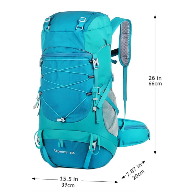 Sac Randonnée 50l gros plan détails - Turquoise - Vert Armée - Bleu - Noir - Rouge