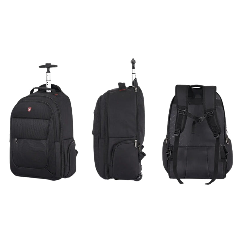 Valise Sac à Dos à Roulettes trois angles différents - Noir