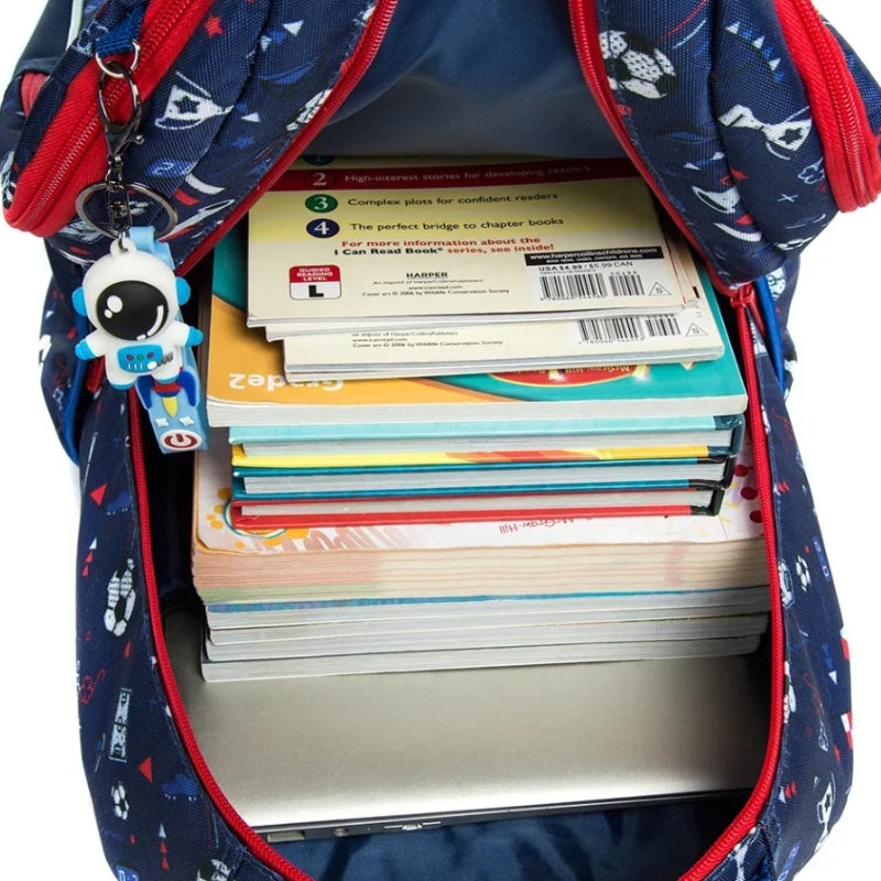 Sac à Dos et Roulettes Enfant intérieur rempli de livres - Motif Sirène 1 - Motif Sirène 2 - Motif Licorne - Motif Football 1 - Motif Football 2