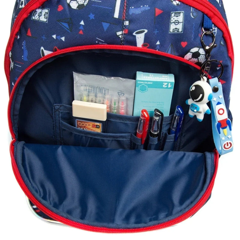 Sac à Dos et Roulettes Enfant compartiment ouvert - Motif Sirène 1 - Motif Sirène 2 - Motif Licorne - Motif Football 1 - Motif Football 2