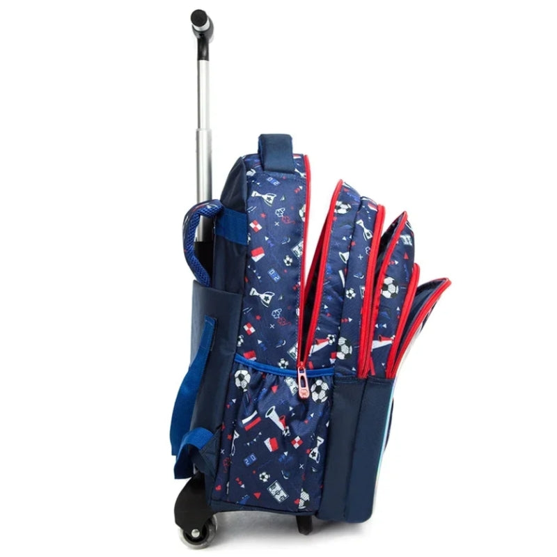 Sac à Dos et Roulettes Enfant détails de la fermeture - Motif Sirène 1 - Motif Sirène 2 - Motif Licorne - Motif Football 1 - Motif Football 2