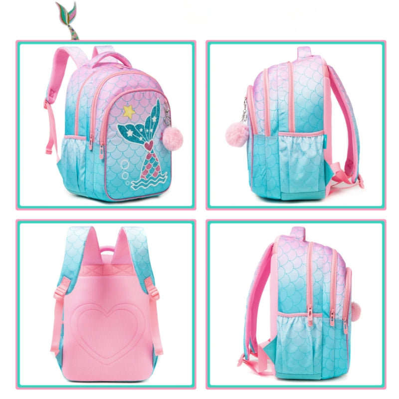 Sac a Dos Enfant 6 ans quatre angles différents - Motif Cerf - Motif Lama - Motif Girafe - Motif Sirène 1 - Motif Sirène 2