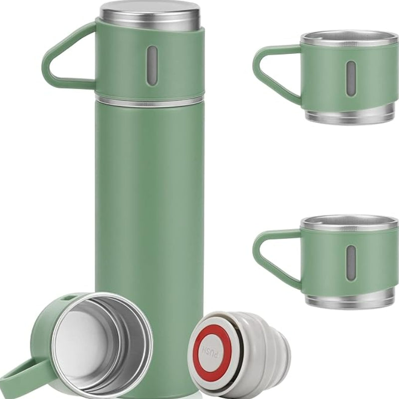 Thermos Avec Tasse trois tasses visibles - Rose - Noir - Beige - Vert - Gris - Bleu