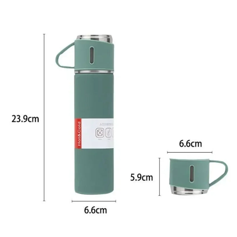 Thermos Avec Tasse dimensions affichées - Rose - Noir - Beige - Vert - Gris - Bleu