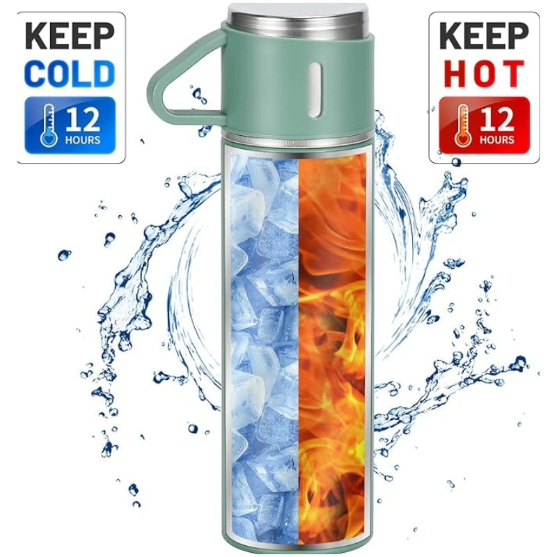 Thermos Avec Tasse gros plan design innovant - Rose - Noir - Beige - Vert - Gris - Bleu