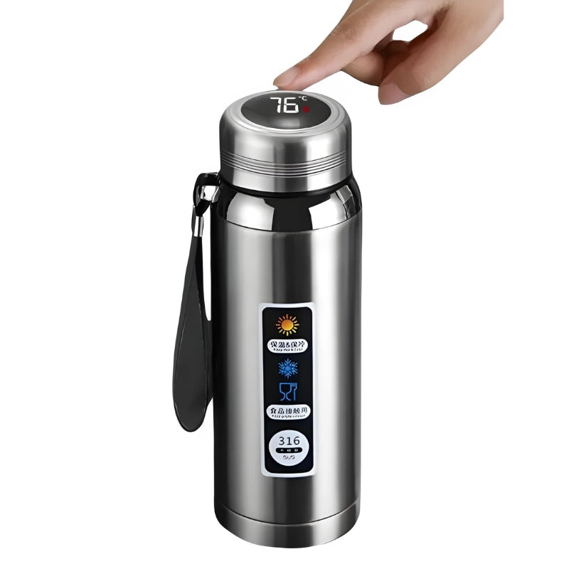 Thermos Avec Température gros plan affichage température - Gris - Rouge - Bleu