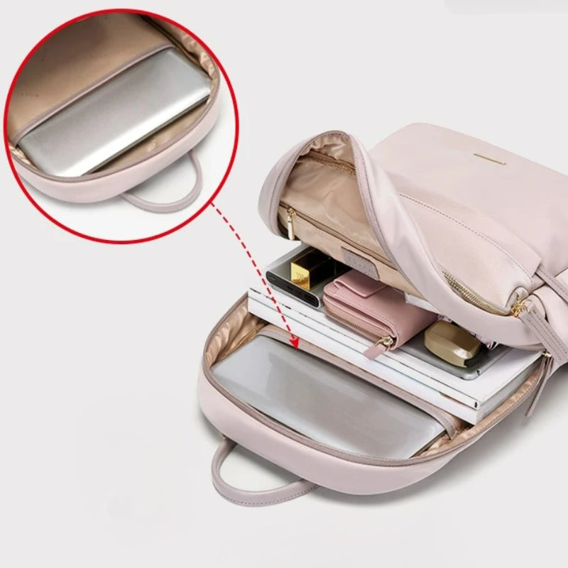 Sac à Dos Ordi 15 pouces compartiment ouvert - Beige - Noir - Rose