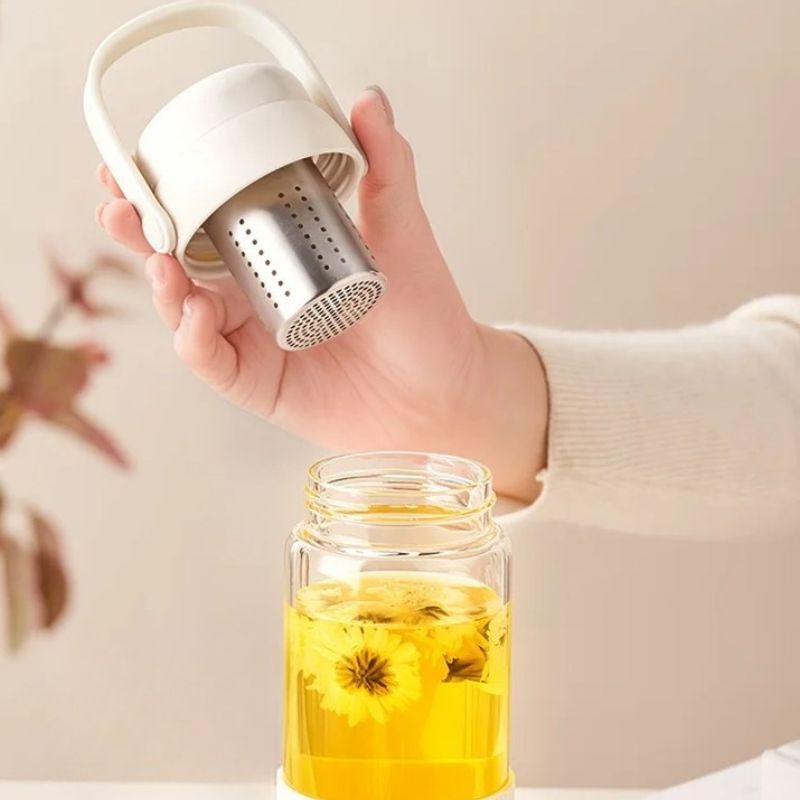 Gourde Verre Infuseur gros plan infuseur - Vert - Blanc - Violet