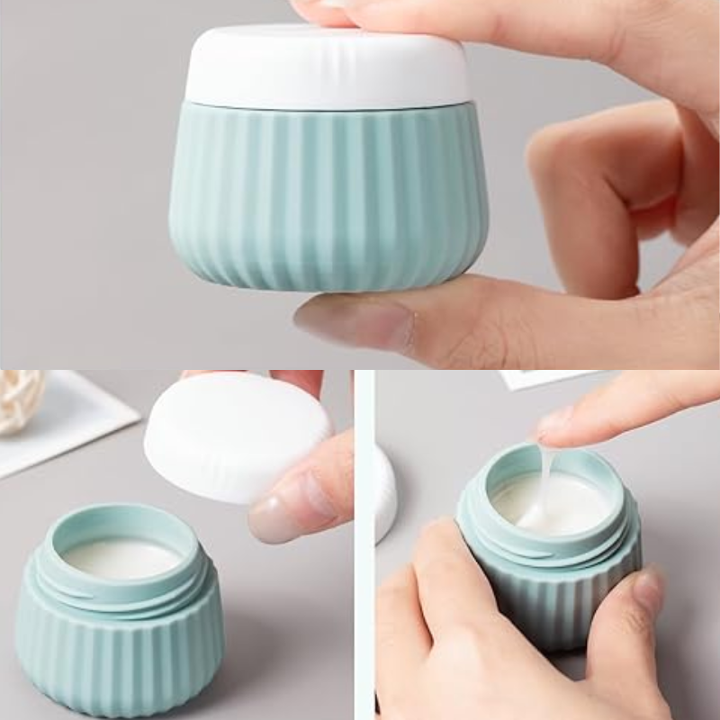 Flacon Vide Voyage pour Crème gros plan ouverture - Beige - Rose - Vert - Bleu - Multicouleur