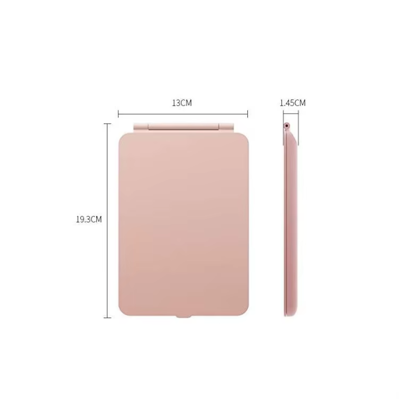 Miroir Led Zoom Portable vue de face - Blanc - Rose