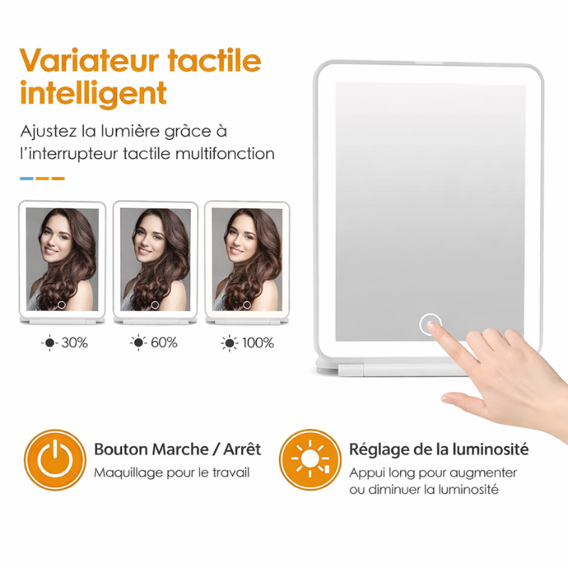 Miroir Led Zoom Portable réglage de la luminosité - Blanc - Rose