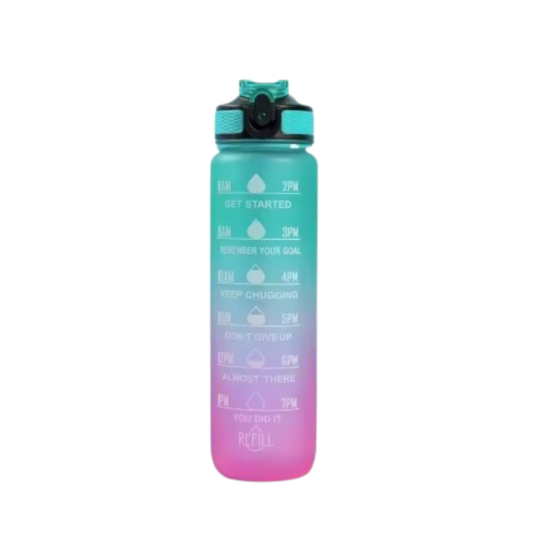 Gourde Avec Paille - Turquoise et Fuschia