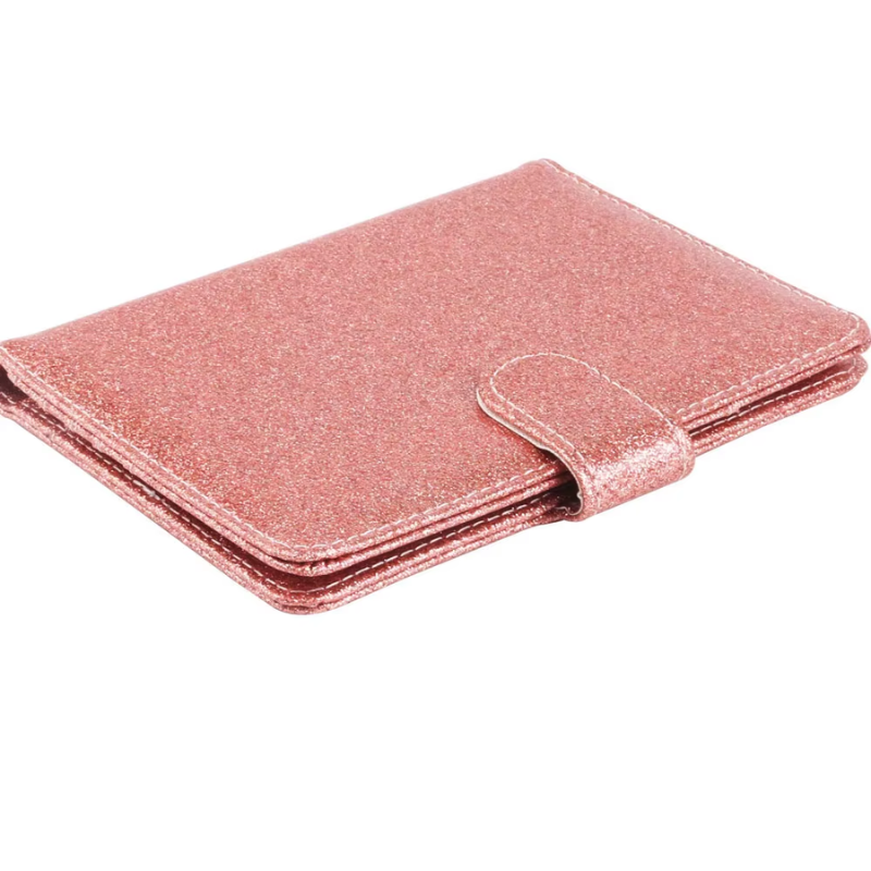 glitter passport holder top view - Pink