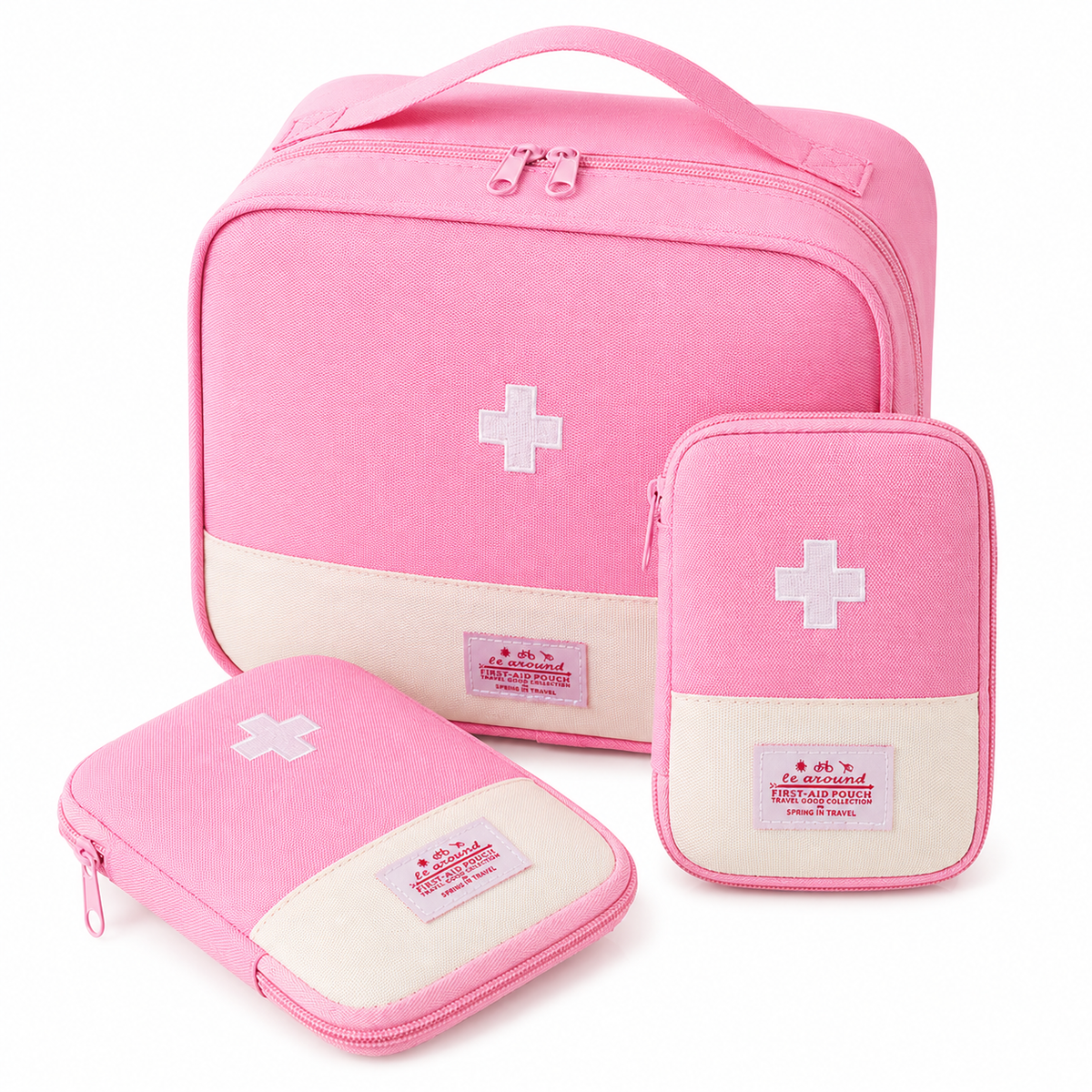 Trousse Médicaments Voyage - Rose - Lot S / M / L