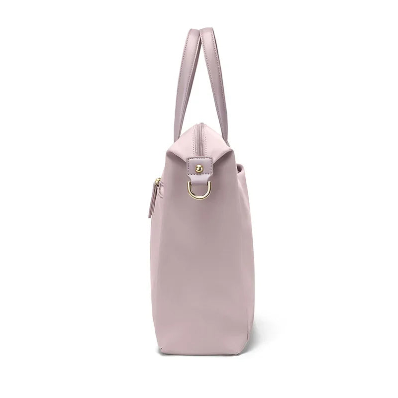 Sac à Main Ordi Femme vue latérale fermeture zippée - Rose - Noir