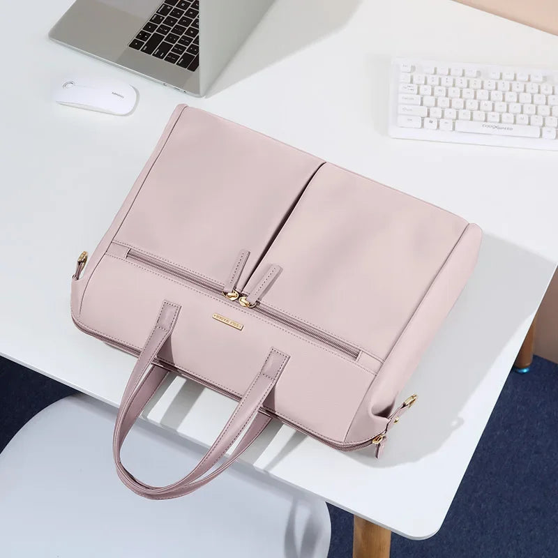 Sac à Main Ordi Femme gros plan fermeture zippée - Rose - Noir