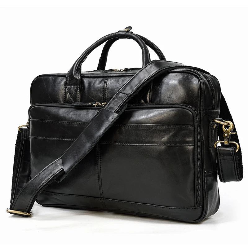 sacoche ordi cuir homme - Noir Brillant
