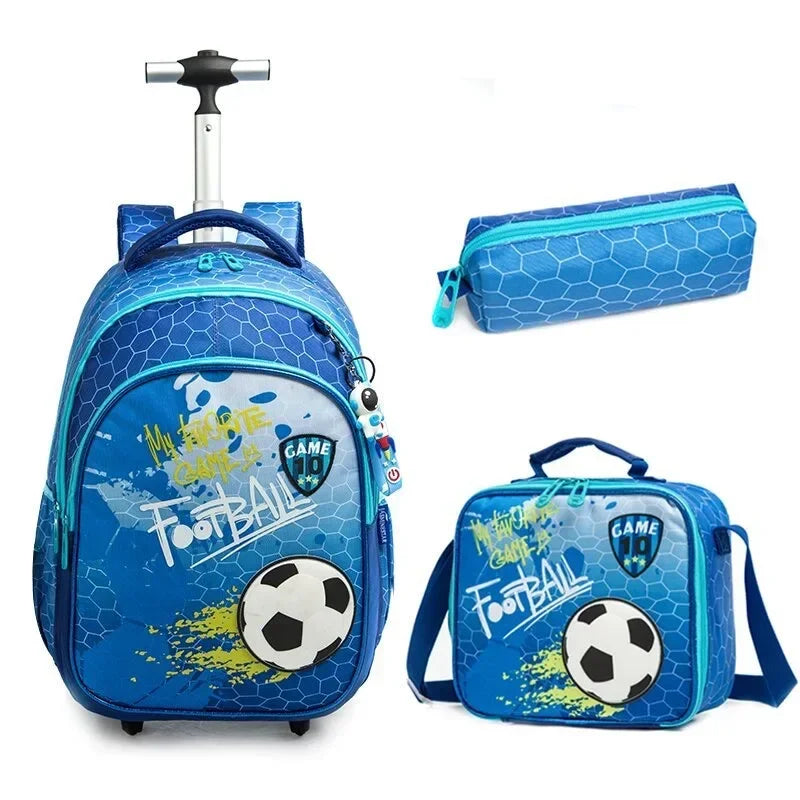 sac à dos et roulettes enfant - Motif Football 1
