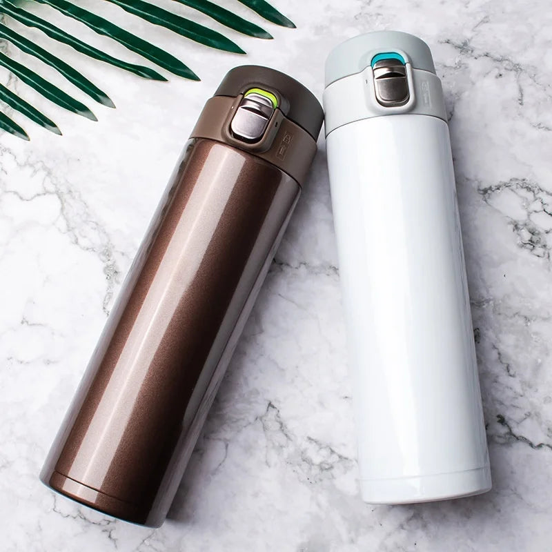 Gourde Isotherme Thermos deux gourdes alignées - Fuchsia - Noir - Blanc - Marron