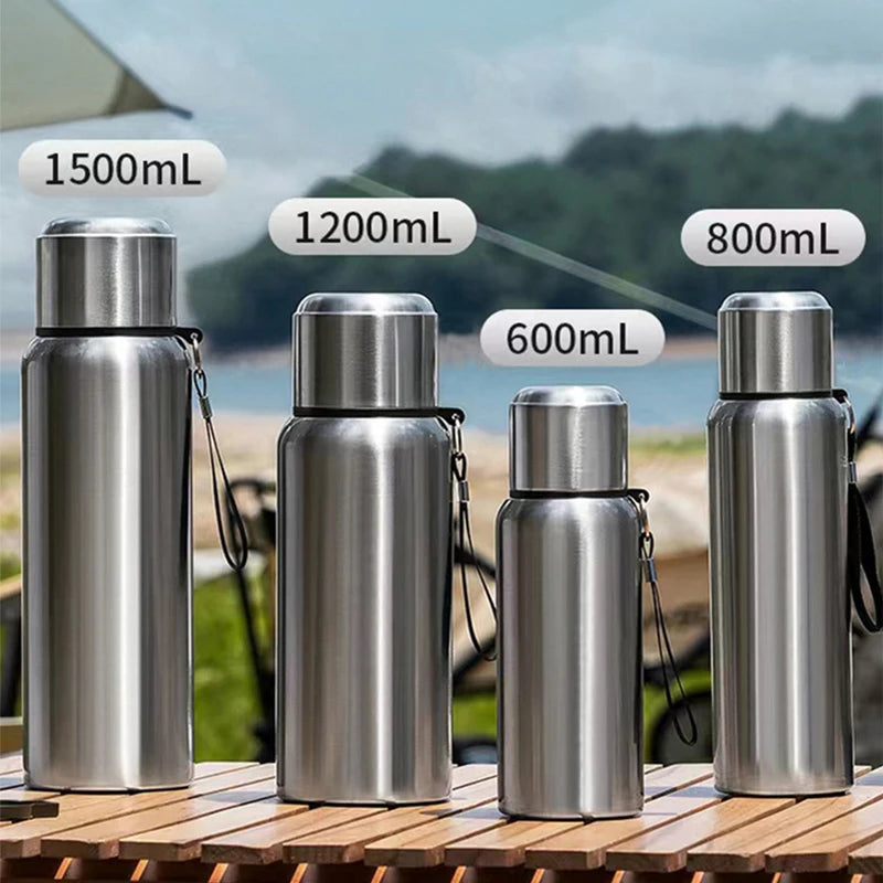 Thermos Pour Café quatre tailles alignées - Gris - Gris avec LED Température - Noir - Noir avec LED Température