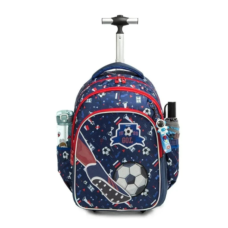 Sac à Dos et Roulettes Enfant détail graphique sportif - Motif Sirène 1 - Motif Sirène 2 - Motif Licorne - Motif Football 1 - Motif Football 2