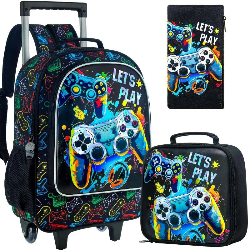 Cartable Sac à Dos à Roulettes Enfant deux articles visibles - Console de Jeux