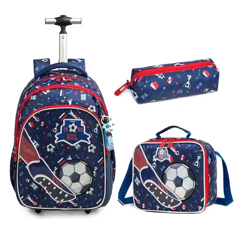 sac à dos et roulettes enfant - Motif Football 2