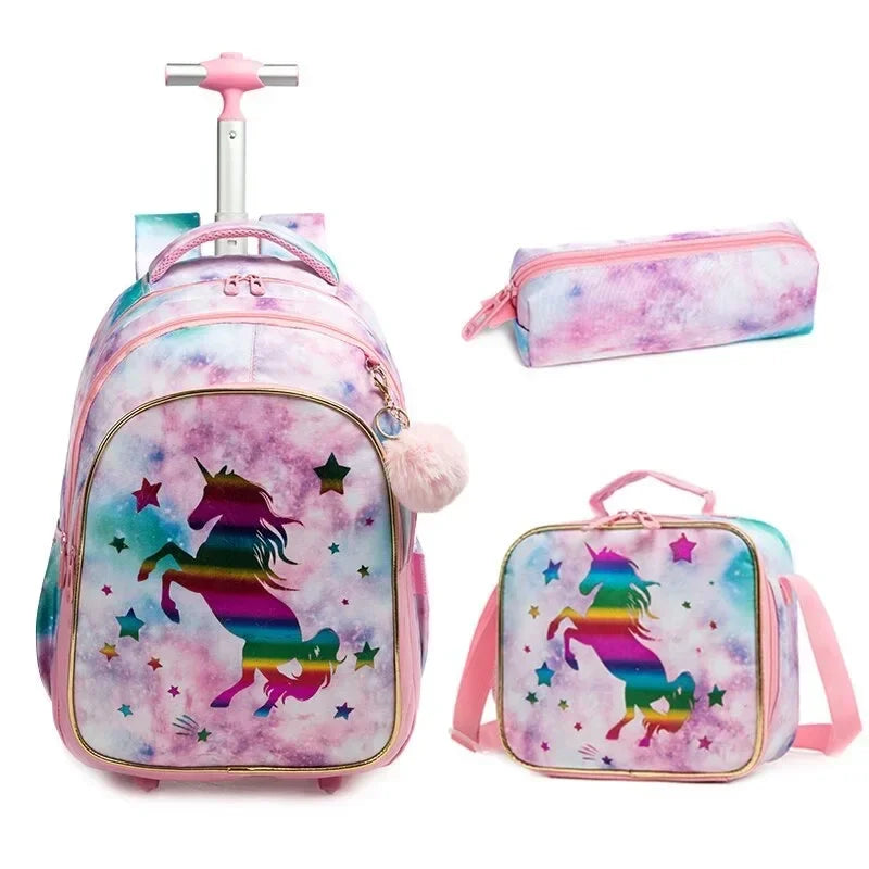 sac à dos et roulettes enfant - Motif Licorne