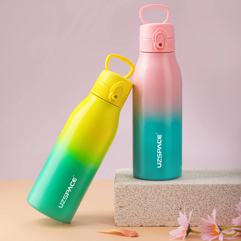 Gourde Inox deux gourdes dégradées - Rose et Bleu - Orange et Rouge - Blanc et Noir - Bleu et Rouge - Bleu ciel et Bleu Marine - Jaune et Vert