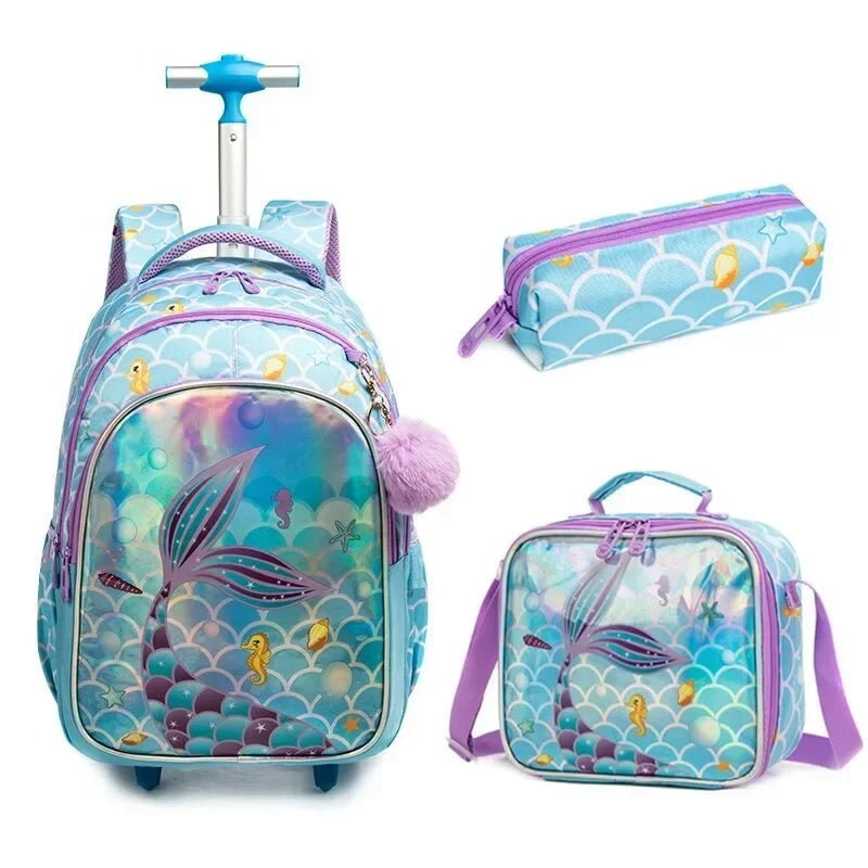 sac à dos et roulettes enfant - Motif Sirène 2