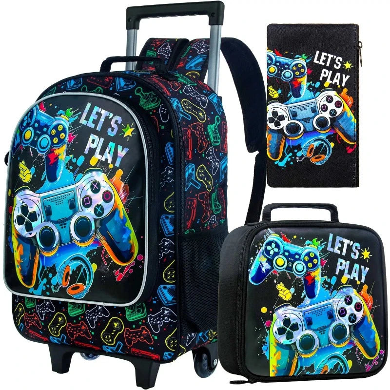 cartable sac à dos à roulettes enfant - Console de Jeux