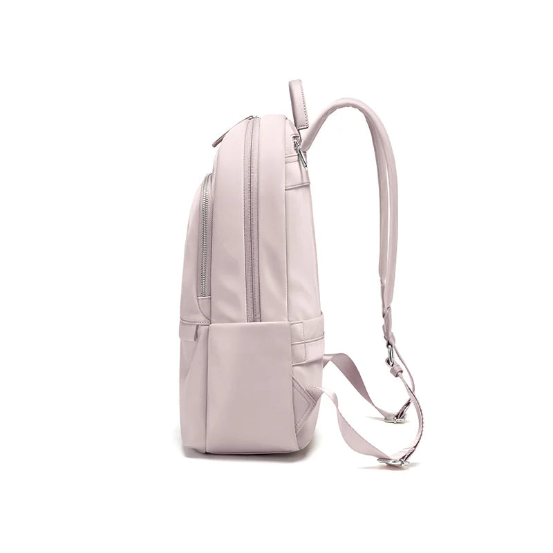 Sac à Dos Ordi 15 pouces vue de côté - Beige - Noir - Rose