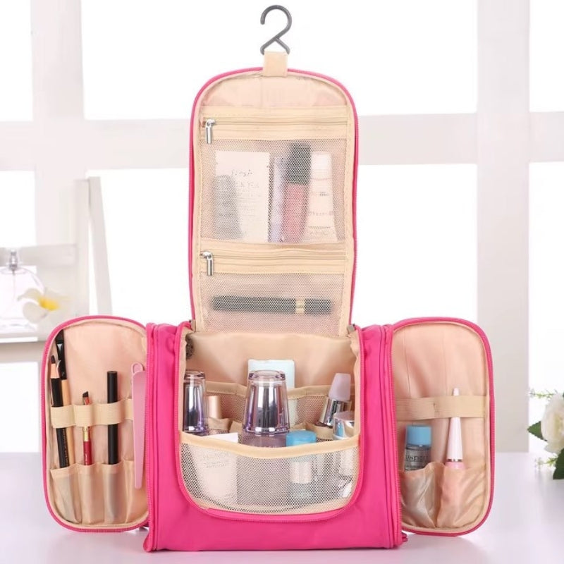 Grande Trousse De Toilette à Suspendre compartiment ouvert - Rose - Vert - Beige - Bleu Marine - Rouge - Bleu Ciel