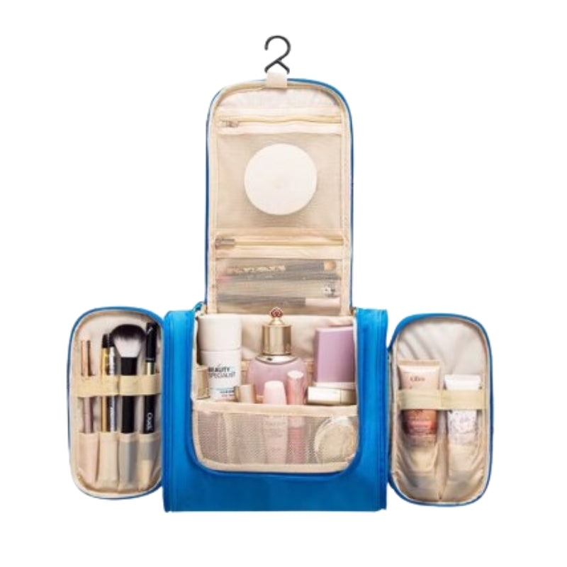 Grande Trousse De Toilette à Suspendre compartiment ouvert - Rose - Vert - Beige - Bleu Marine - Rouge - Bleu Ciel
