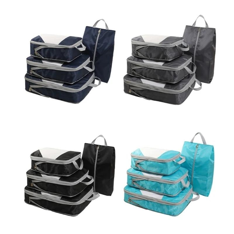 Organisateur Valise Cabine quatre ensembles empilés - Bleu - Bleu Ciel - Noir - Gris