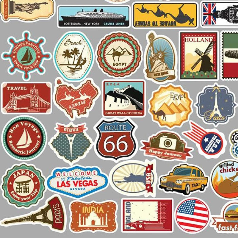 autocollant valise voyage - 10 Pièces - 30 Pièces - 50 Pièces