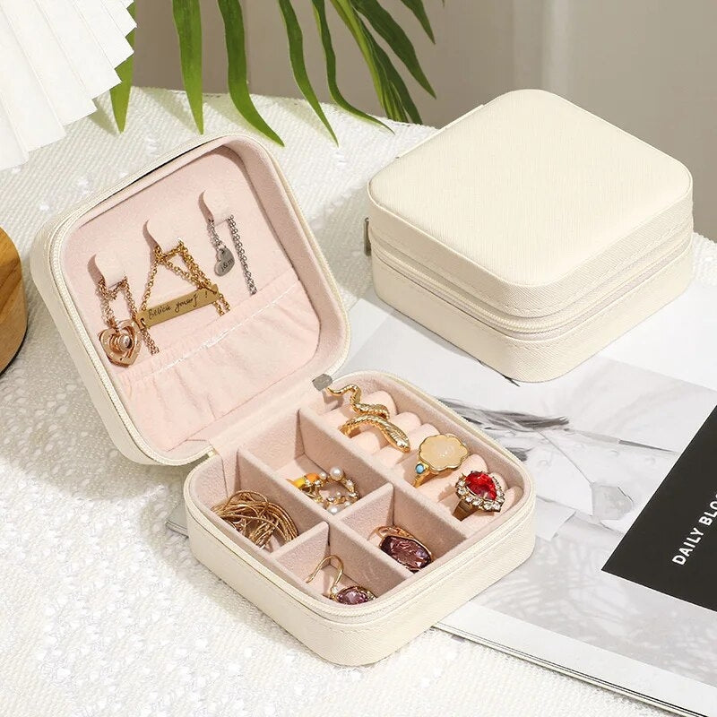 boite a bijoux pour voyage - Fushia - Noir - Vert - Vert Foncé - Gris - Rose - Beige - Marron - Blanc - Bleu