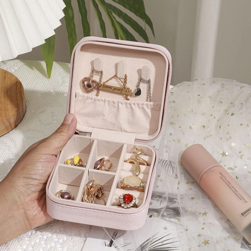 boite a bijoux de voyage en cuir - Fushia - Noir - Vert - Vert Foncé - Gris - Rose - Beige - Marron - Blanc - Bleu
