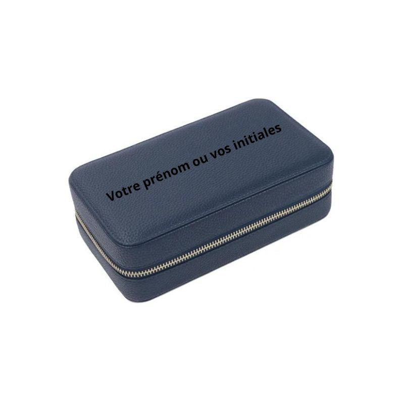 boite bijoux voyage cuir - Bleu Marine
