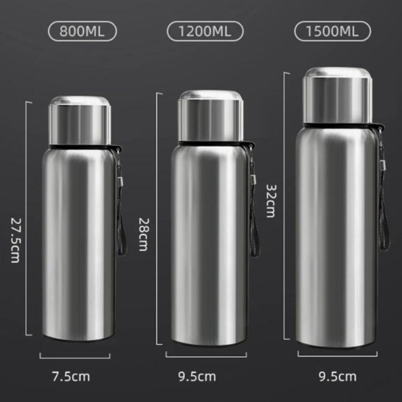 Thermos Pour Café trois tailles alignées - Gris - Gris avec LED Température - Noir - Noir avec LED Température