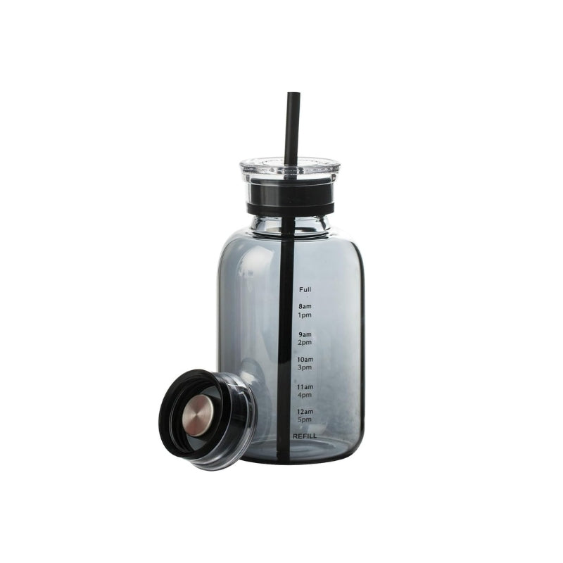 bouteille d'eau avec paille - Noir - 350ml