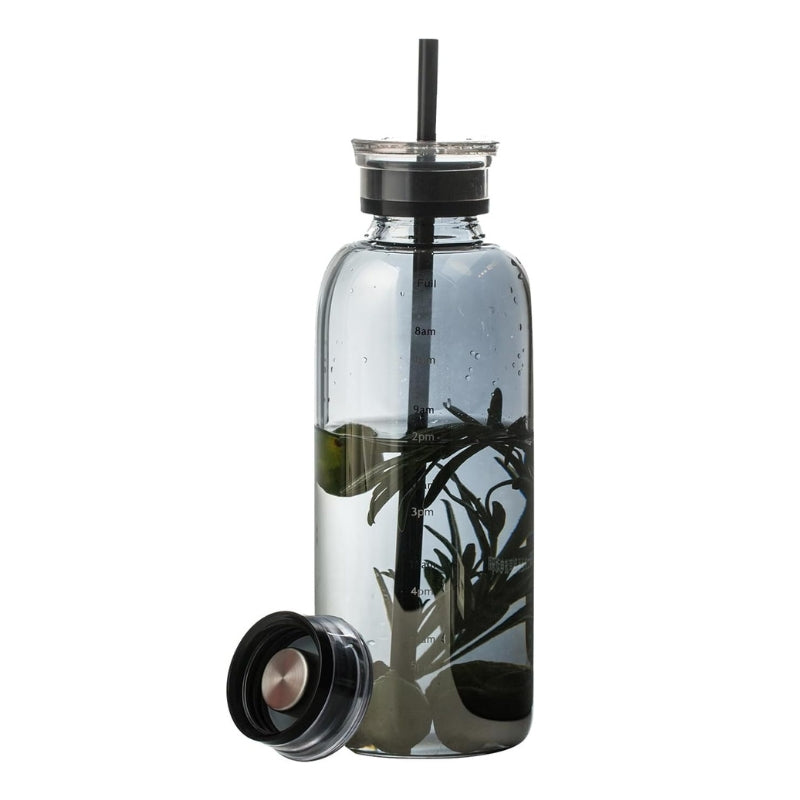 bouteille paille en verre - Noir - 750ml