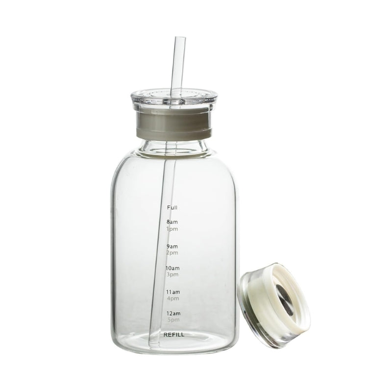 bouteille avec paille - Transparent - 450ml